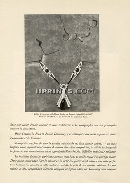 Dusausoy 1930 Création Jean & Janine Dusausoy, Emeraudes & Brillants Necklace, Art Deco