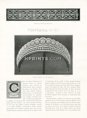 Fontana et Cie, 1923 - Jewelry Tiara Diadème, Necklace, Jewel for Blouse, 2 pages