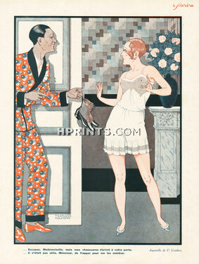 Fernand Couderc 1920s, Sexy Looking Girl, Nightgown, Pajamas