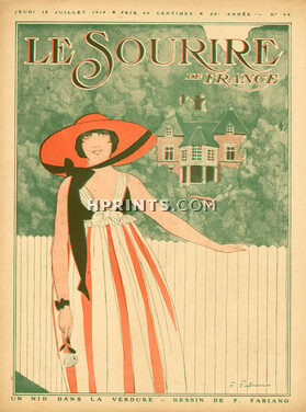Fabien Fabiano 1918 "Un nid dans la verdure" Elegant Parisienne, Summer Dress