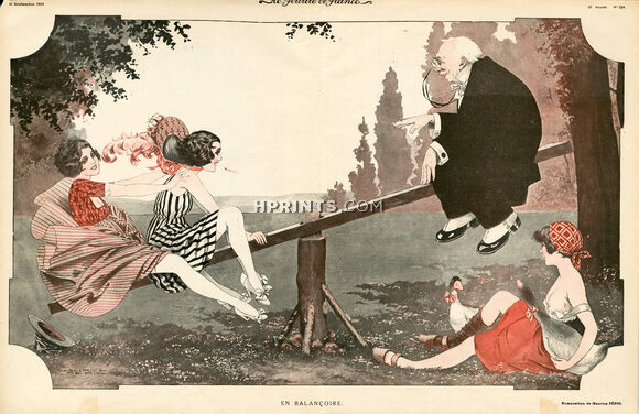 Maurice Pépin 1919 "En Balançoire", Rural Woman, Swing, Sexy Looking Girls