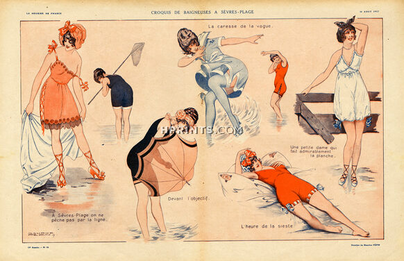 Maurice Pepin 1917 "Baigneuses à Sévres-Plage", Bathing Beauties