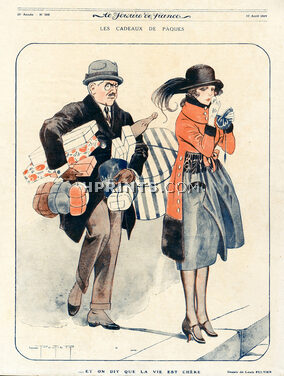 Louis Peltier 1919 "Les Cadeaux de Pâques", Elegant Parisienne, Making-Up, Easter Gifts