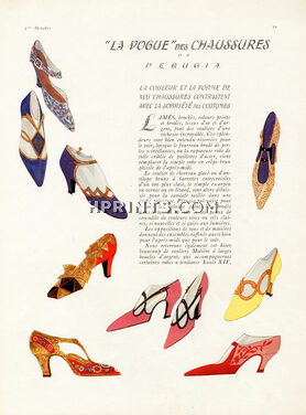 Perugia 1924 Evening Shoes, Lamés, brochés, velours peints, brodés or et argent