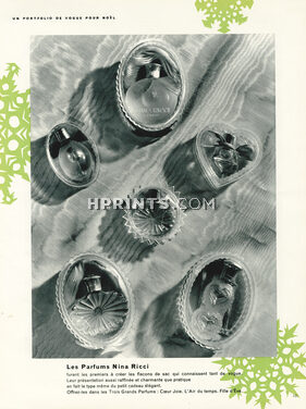 Nina Ricci (Perfumes) 1954 Flacons de sac, Coeur-Joie, L'air Du Temps, Fille d'Eve