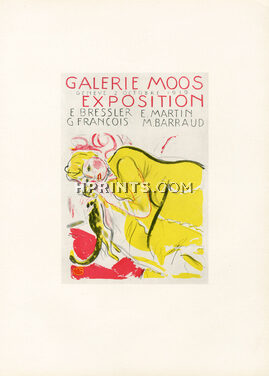 Galerie Moos 1943 Exposition, Maurice Barraud, E. Bressler, G. François, E. Martin