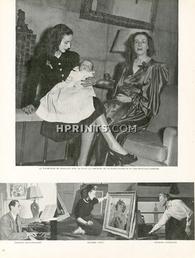 Vicomtesse de Noailles 1947 Sa Fille la Comtesse de la Haye-Jousselin et son petit fils Edmond