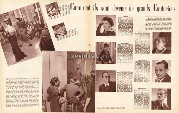 Comment ils sont devenus de grands Couturiers, 1938 - Fashion Designers Chanel, Schiaparelli, Marcel Rochas, Jeanne Lanvin, Lucien Lelong, Robert Piguet, Portraits, Career