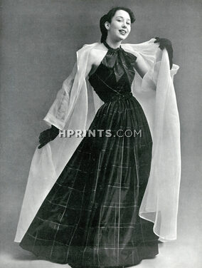 Balenciaga 1950 Manteau d'organdi blanc, Robe en taffetas écossais de Ducharne, Photo Philippe Pottier