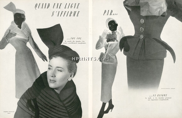 Pierre Balmain & Schiaparelli 1949 Suit, Collar, Basque