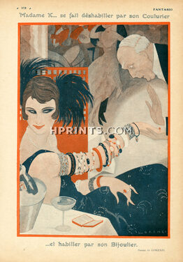 Madame X... se fait déshabiller par son Couturier et habiller par son Bijoutier, 1921 - Fabius Lorenzi Roaring Twenties, Dancing