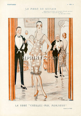La Robe "Cueillez-moi Monsieur", 1925 - Pem Transparent Evening Dress, Fashion Satire