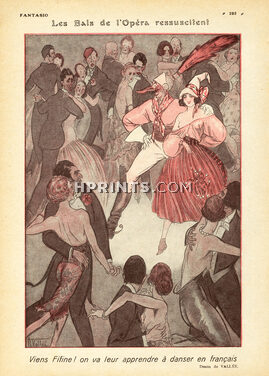 Les Bals de l'Opéra ressuscitent, 1921 - Armand Vallée Carnival vs Tango Dancers