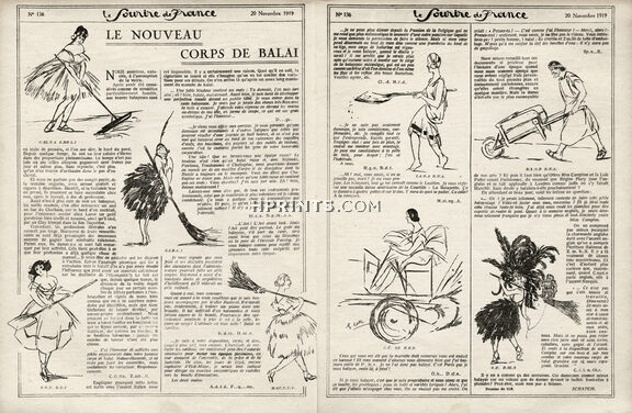 "Le Nouveau Corps de Balai" 1919 Cléo De Mérode, Gaby Deslys, Carlotta Zambelli, Stacia Napierkowska, Régina Badet, Spinelly, Comic Strip