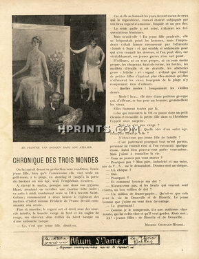 Chronique des Trois Mondes, 1930 - Kees Van Dongen In his studio, Text by Michel Georges-Michel, 1 pages