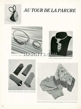 Dusausoy, Sterlé, Roger Faré, Hermès, Worth, Violette Cornille 1950 Fashion Goods, Jewels, Bag, Gloves