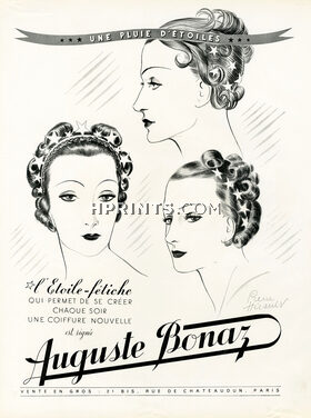 Auguste Bonaz (Combs) 1935 Hair Comb Star idol, Pierre Herault