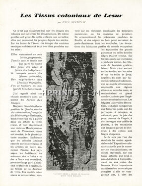 Les Tissus Coloniaux de Lesur, 1931 - Lesur Dessins de Chastel, Domenjoz, Claude Levy, Véra Choukaïeff, Text by Paul Sentenac, 3 pages