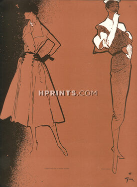 Gruau 1950 Jacques Fath Design for Joseph Halpert & Traina Norell