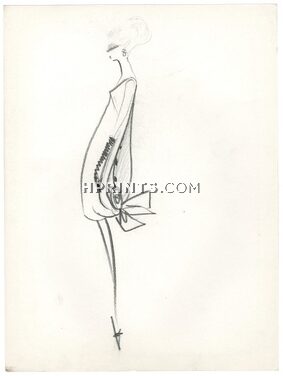Guy Laroche 1960s, Original Fashion Drawing