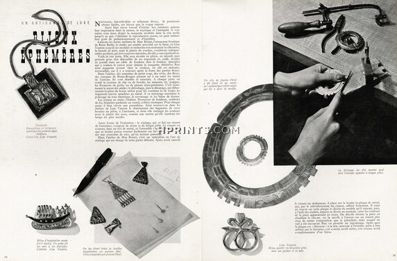 Bijoux Éphémères, 1942 - Line Vautrin & Jeanne Féral Jewels of Arabic inspiration, Egyptian, Clips, Pendentifs