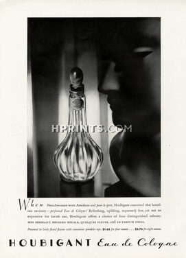 Houbigant (Perfumes) 1935 "Quelques Fleurs" Eau de Cologne, Mannequin Pierre Imans