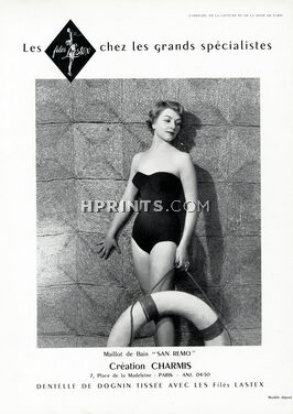 Charmis (Swimwear) 1954 Dognin Lace, Filés Lastex