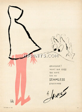 Hanes (Hosiery, Stockings) 1955 Vladimir Bobri, Little Red Riding Hood