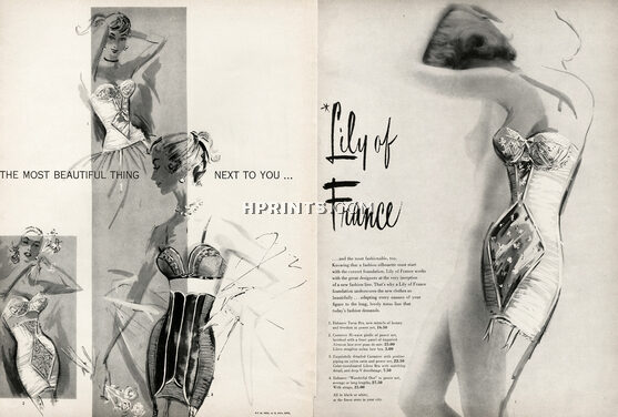 Lily of France (Lingerie) 1955 Brassiere, Corset Belt Pantie Girdle