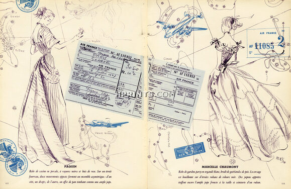 Paquin & Marcelle Chaumont 1948 "Itinéraire d'été" Air France, Constellations, Karsavina (M.K.S)