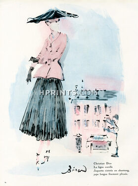 Christian Dior 1947 Ligne "Corolle", Christian Bérard, Jacket, Skirt