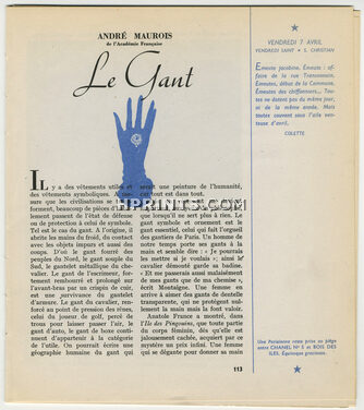 Le Gant, 1949 - Text by André Maurois, 7 pages