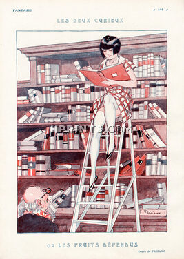 Fabiano 1925 "Les Deux Curieux" Bookshop, Library