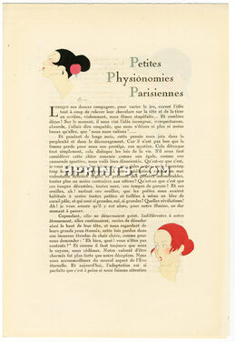 Petites Physionomies Parisiennes, 1920 - M. M. Baratin La Guirlande, Esther Meyer, Pochoir, Text by Francis de Miomandre, 4 pages