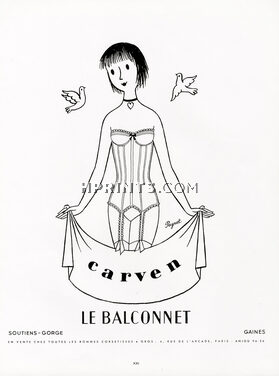 Carven (Lingerie) 1955 "Le Balconnet" Raymond Peynet