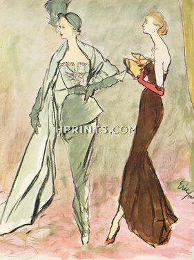 Jacques Fath & Pierre Balmain 1948 Strapless Evening Gown, Eric