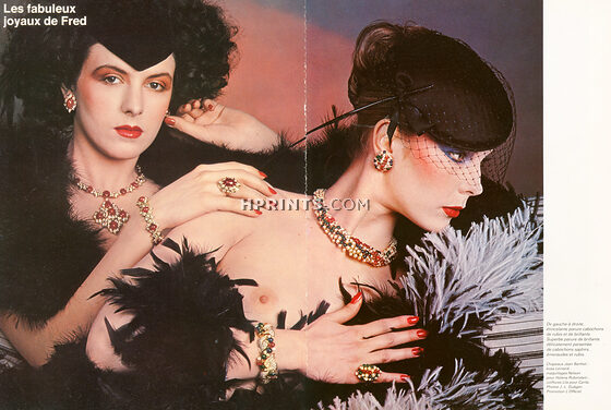 Fred 1979 Parure de brillants, Cabochons saphirs, émeraudes, rubis, Photo J.l Guégan