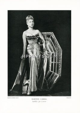 Carven 1946 Martine Caroll, Evening Gown, Photo Georges Saad