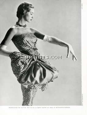 Madeleine De Rauch 1952 Evening Gown, Bianchini Férier, Photo Guy Arsac