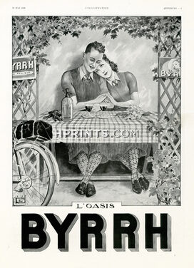 Byrrh 1938 Lovers, Cyclists, Restaurant