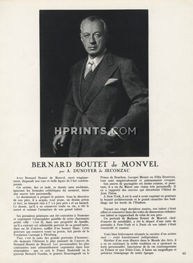 Bernard Boutet de Monvel, 1950 - Hommage, Tribute, Portrait, Text by Dunoyer de Segonzac, René Préjelan, 7 pages