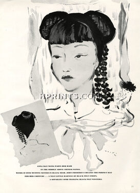 Marcel Vertès 1942 Anna May Wong, Portrait, Hairstyle
