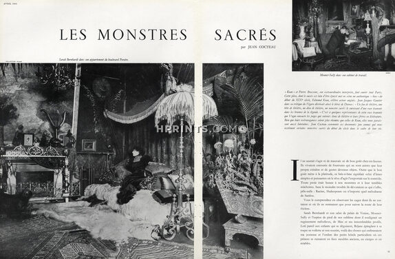 Les Monstres Sacrés, 1954 - Sarah Bernhardt, Mounet-Sully, Gabriele d'Annunzio, Pierre Loti, Text by Jean Cocteau, 4 pages