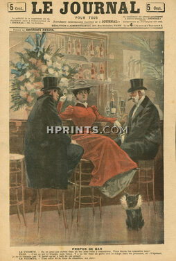 Georges Redon 1899 Bar, Courtisane, French Bulldog, Collar