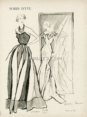 Jacques Fath & Jeanne Lanvin 1939 Strapless Dress, Drawing by Taïs