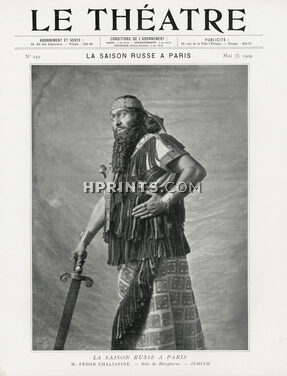 Fedor Chaliapine 1909 "La Saison Russe à Paris" "Holopherne" Theatre Costume, Text Louis Schneider, 2 pages