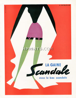Scandale (Lingerie) 1953 Girdle, Stockings Hosiery, Jean Jacquelin