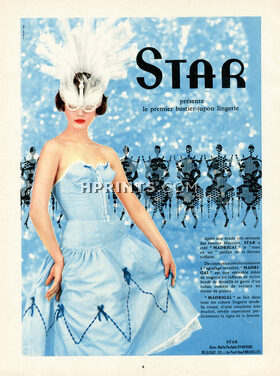 Star (Lingerie) 1957 Bustier-Jupon, Feathers, Mask