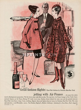 Air France 1962 Boeing 707, Christian Dior (Coat and boots) Piper (champagne)