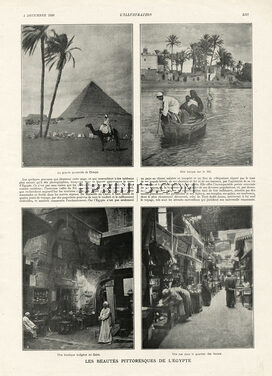 Egypt 1926 "Les Beautés Pittoresques de l'Egypte" La grande Pyramide de Chéops, Barque sur Le Nil, Quartier des Bazars